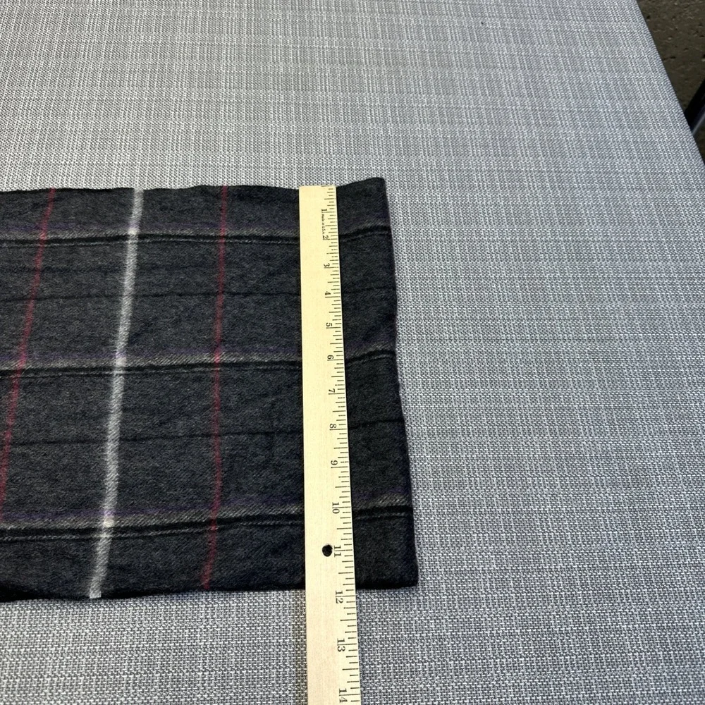 Alan‎ Flusser 100% Cashmere Scarf Gray Plaid Check Fringe Luxury Preppy  56x12